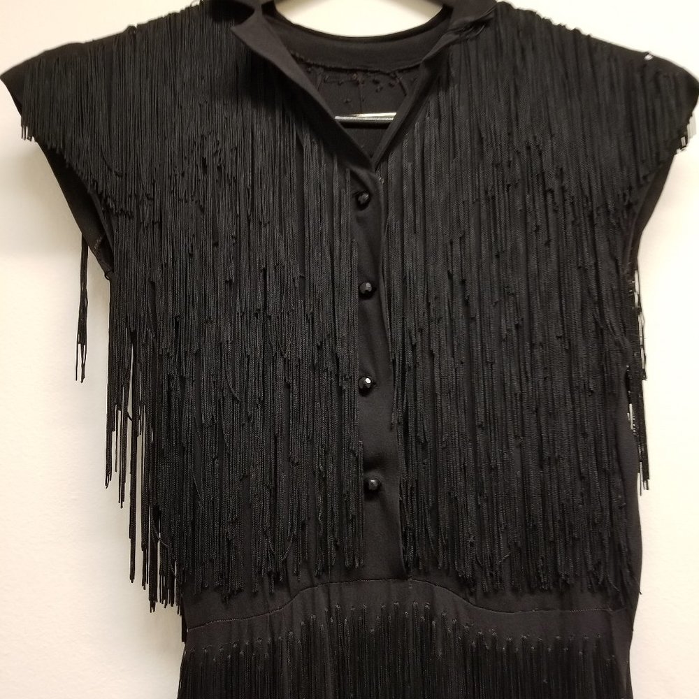Vintage Black floor length Fringe Dress Size 4